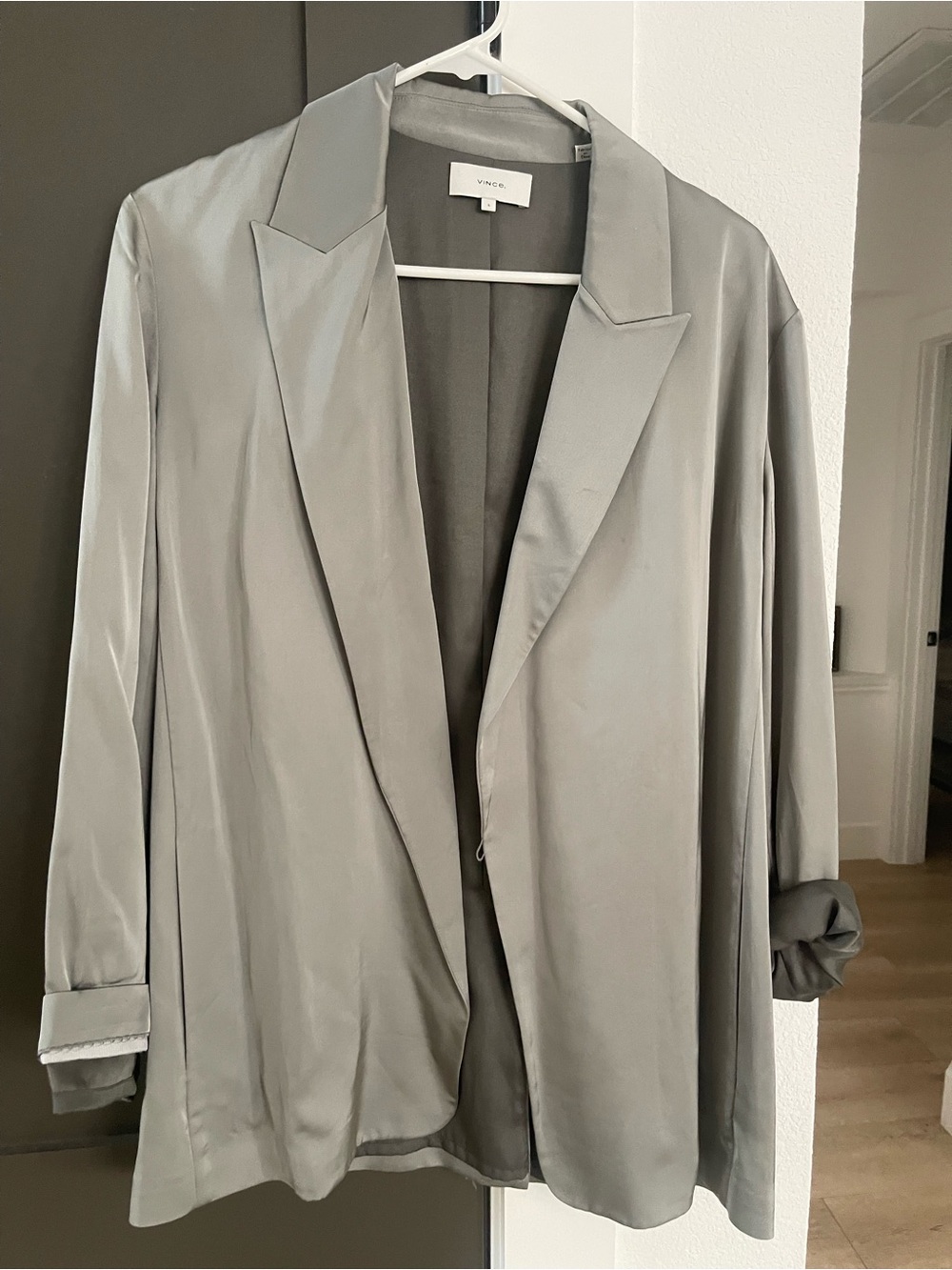 VINCE Sage Satin Open Blazer Jacket